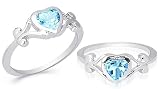 Heart Cut Swiss Blue Topaz Ring Sterling Silver