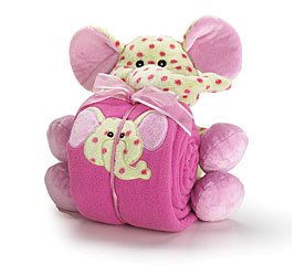 Pink and Green Elephant Blanket