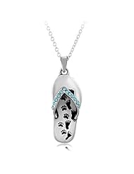Chuvora .925 Sterling Silver "Always at your side" Paw Print Flip Flop Pendant Necklace 18, Pet Jewelry for Pet Lover