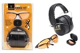 Browning Range Kit Shooting Glasses, Foam Earplugs, and Adjustable-fit Earmuffs Combo Pack