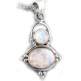 Sterling Silver Double Rainbow Moonstone Pendant by Silver Insanity
