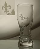 Grehom Crystal Pilsner Glass-Monarch, Hand Etched, Mouth Blown, 24% Lead Crystal Drinkware, Sold as single unit