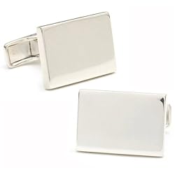 Engravable Sterling Silver Infinity Edge Rectangular Cufflinks