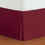 450tc Egyptian Cotton Solid Burgundy Twin Extra Long Size Pleated Tailored Bed Skirt with 15 Inches Drop and Split Corners Twin XL