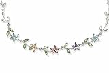 6 1/4 Carat Multi-Gemstone Sterling Silver Flower Necklace