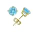 14K Yellow Gold Four Prong 6mm Round Blue Topaz Stud Earrings