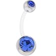 Sapphire Blue Double Gem Bioplast Belly Ring