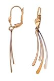 14K Two Tone Gold Contoured Dangle Earrings