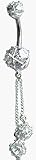 .925 sterling silver belly button ring dangle