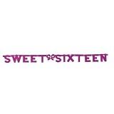 Sweet Sixteen Jointed Banner in Metallic Pink (4.7 feet long)