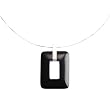 Sterling Silver Rectangle Hollow Black Onyx Pendant Necklace