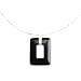 EXP Sterling Silver Rectangle Hollow Black Onyx Pendant Necklace