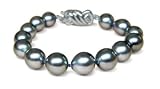 8.5x11mm Black Tahitian South Sea Cultured Pearl Bracelet - 8 inches