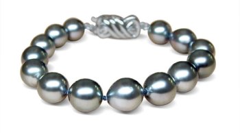8.5x11mm Black Tahitian South Sea Cultured Pearl Bracelet - 8 inches