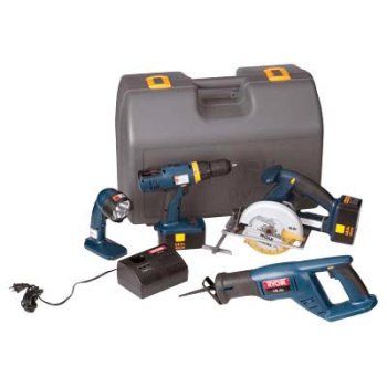 Ryobi 4-Pc. 18V Power Tool Kit, Refurbished