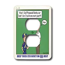 Rich Diesslins Funny KNOTS Scouting Cartoons - Help Your Cub Scout Do His Best - Pinewood Derby - Light Switch Covers - 2 plug outlet cover