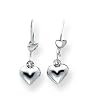 14k White Gold Puffed Heart Dangle Earrings
