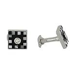 14K White gold with black onyx and mother of pearl and diamonds. 0.22ct