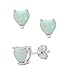 .925 Sterling Silver 6mm Heart Shape Created Opal Stud Earrings