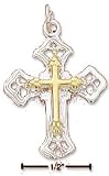 Sterling Silver Two-Tone Cross Within A Cross Charm