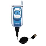 Retractable USB Cable for the Samsung SGH-T200 with Power Hot Sync and Charge capabilities - Gomadic Brand w/ TipExchange Technology