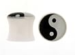 White Acrylic Ying Yang Symbol Plug - 00g - Sold as a Pair