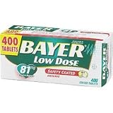 Bayer Low Dose 81mg Aspirin Regimen Safety Coated Delayed Release 400 Tablets