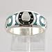 Western Horse Shoe Ring with Turquoise Chip Inlay & Sterling Silver for Men or Women, Sizes 5, 6, 7, 8, 9, 10, 11, 12, 13, 14, and 15, #10990