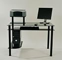 Glass Computer Desk - Tempered (Black) (29.25" H x 42.5" W x 24" D)
