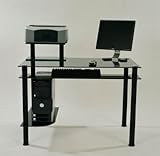 Glass and Aluminum Computer Desk Black Glass