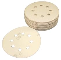 5 Inch Hook & Loop Sanding Discs, 8 Holes, 400 Grit, Box of 50.