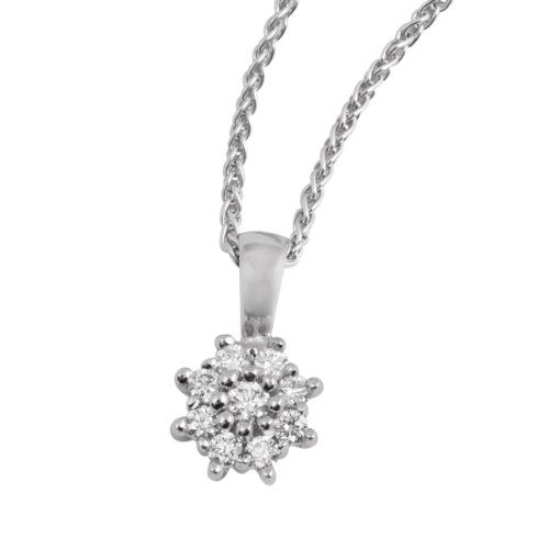 Bella Donna Damen-Collier 585 Wei&szlig;gold 9 Brillanten 0.15ct. Weiss Piqu&eacute;1 104733 Preisvergleich