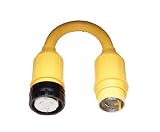 Marinco 118A Marine Electrical Shore Power Pigtail Adapter (50-Amp 125-Volt Locking Male to 50-Amp 125/250-Volt Locking Female with Sealing Collar System, Yellow)