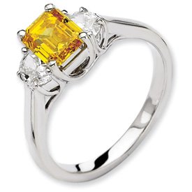 Genuine IceCarats Designer Jewelry Gift 14Kw Emma Grace Emerald Cultured Diamond Ring (Semi-Mount) Size 6.00