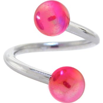 Pink AURORA BALL Spiral Twister Belly Ring