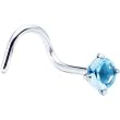 Aqua Cubic Zirconia Nose Screw