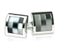 Charcoal, Silver, and Gray Catseye Cufflinks in Silver Finish with Gift Box