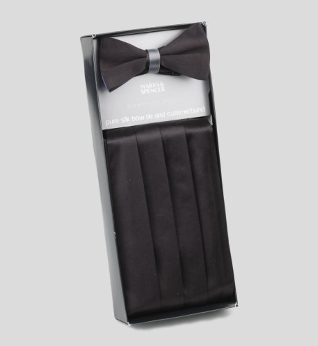 Pure Silk Classic Black Cummerbund & Bow Tie