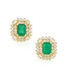 14k Gold Emerald (9/10 ct. t.w.) & Diamond (1/2 ct. t.w.) Cluster Earrings