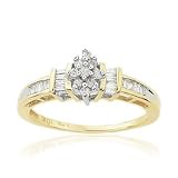 Baguette & Round Diamond Ring 1/4ctw