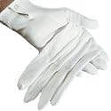 Handschuhe Herren, wei&szlig; mit Biesen, Baumwolle
