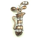 Clear Austrian Rhinestone Brass-Tone Golf Club and Bag Brooch Pin