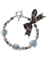 Aqua Blue Hearts and Pearls Bracelet