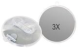 Rucci Fogless Suction Cup Mirror, Clear Acrylic, 3X, 6 Inch Diameter