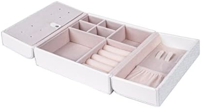 Kenather Leatherette Butterfly Jewelry Box Organizer Case for Storage Travel Gift (White)