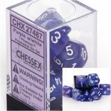 Chessex Dice: Polyhedral 7-Die Phantom Dice Set - Purple w/white - OOP - Out of Print! - LAST CHANCE!