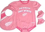 NHL Infant Detroit Red Wings Pink Creeper, Bib & Bootie Set - R52Nmeee (Pink, 12 Months)