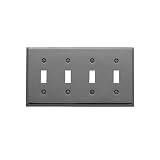 Baldwin 4772.150.CD Classic Square Beveled Edge Quad Toggle Switch Plate, Satin Nickel