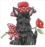 Mounted Stamp SCOTTIE DOG WITH FLOWER