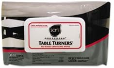 (6 Pack Value Bundle) NICM924SH Table Turners No-Rinse Sanitizing Wipes, 8.2 x 9.8, White